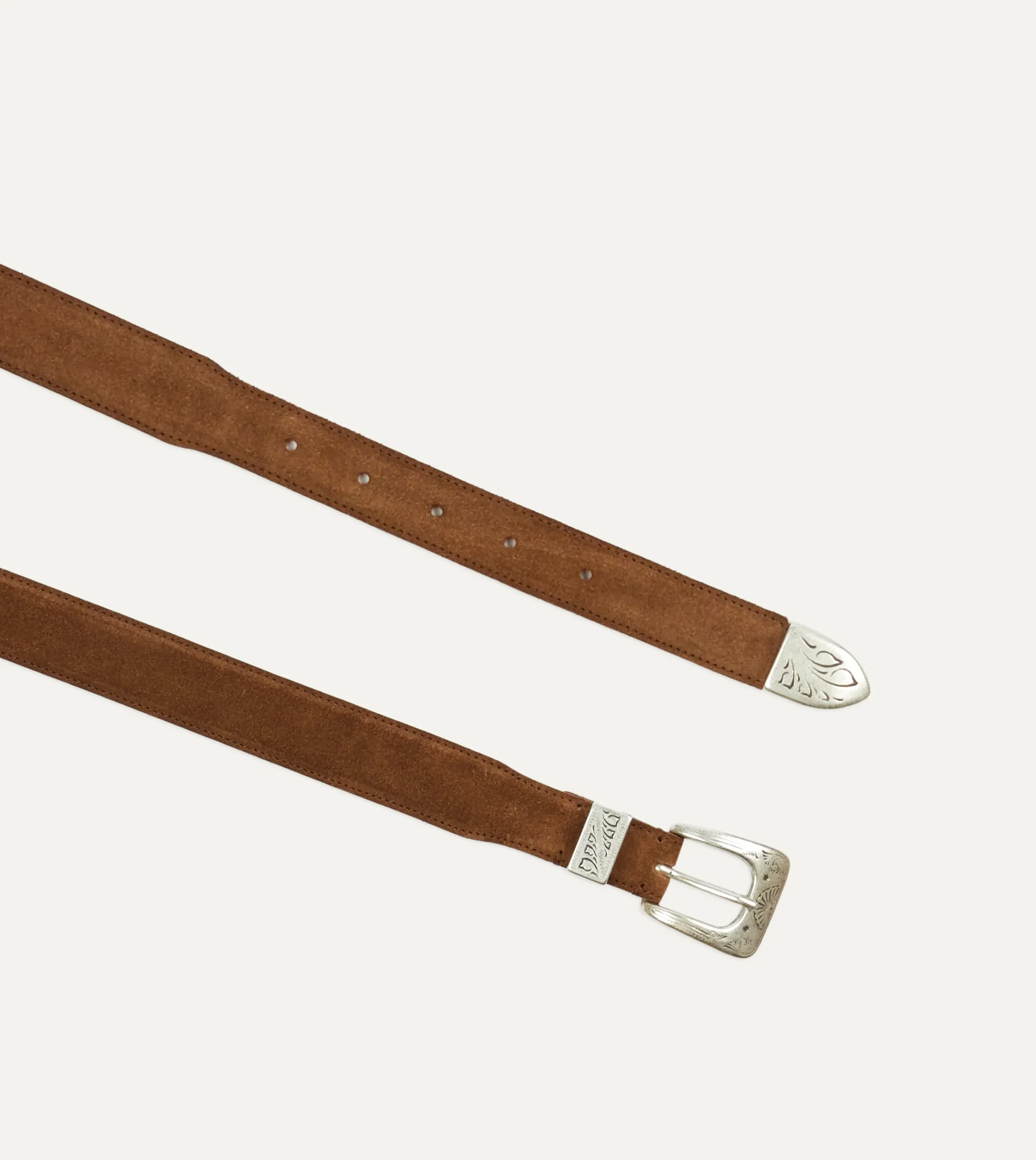 Drake’s Light Brown Suede Western Belt