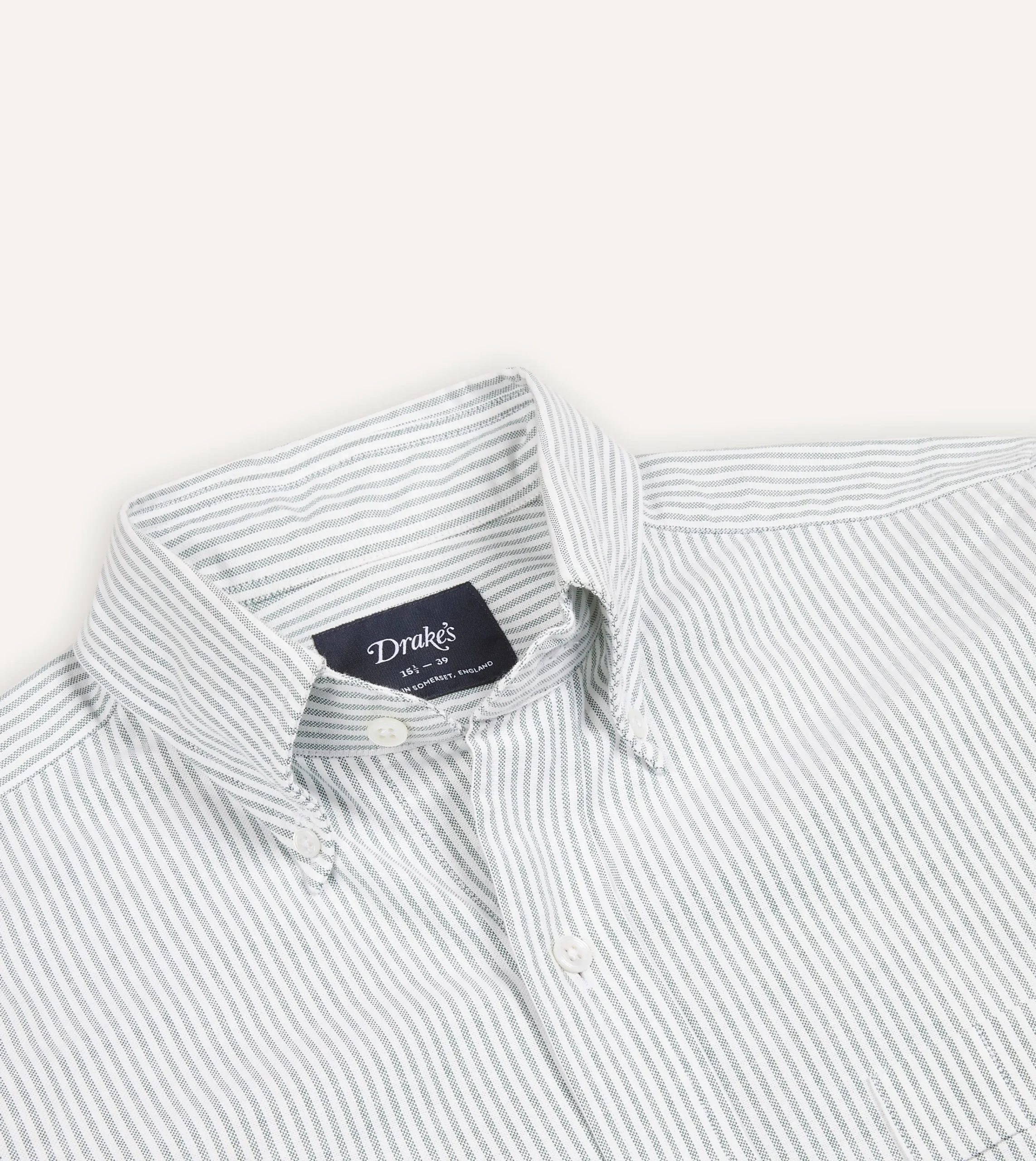 Drake’s Ticking Stripe Cotton Oxford Cloth Button-Down Shirt
