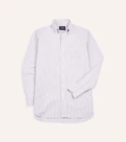Drake’s Ticking Stripe Cotton Oxford Cloth Button-Down Shirt