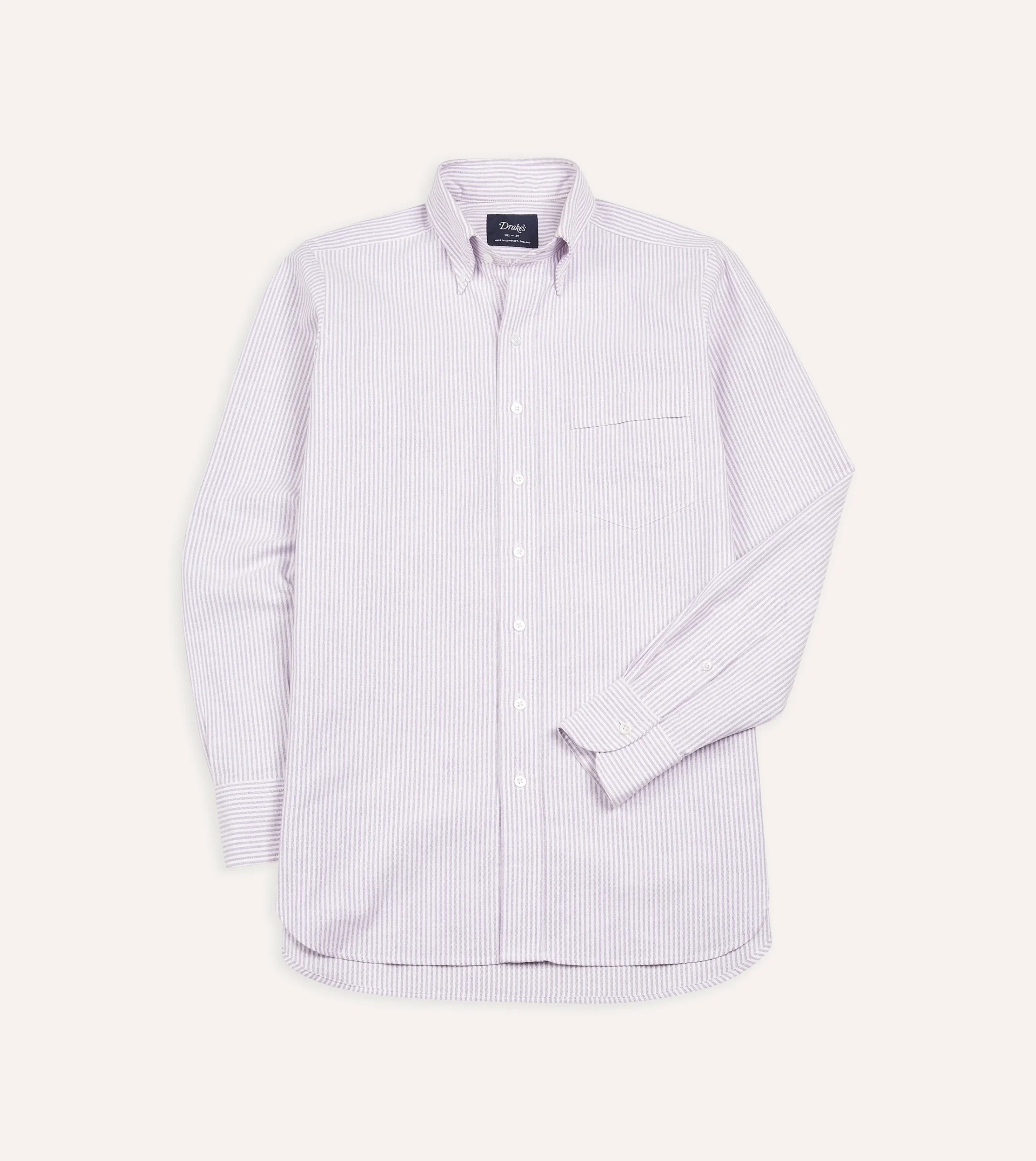 Drake’s Ticking Stripe Cotton Oxford Cloth Button-Down Shirt