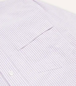 Drake’s Ticking Stripe Cotton Oxford Cloth Button-Down Shirt