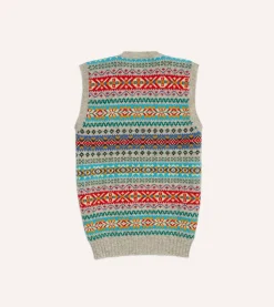 Drake’s Multicoloured Fair Isle Lambswool Sleeveless V-Neck Jumper