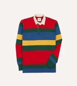 Drake’s Multi Stripe Cotton Rugby Shirt
