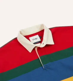 Drake’s Multi Stripe Cotton Rugby Shirt