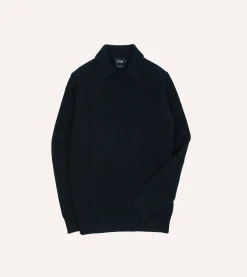 Drake’s Alpaca Lambswool Ribbed Integral Collar Jumper