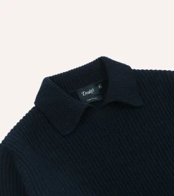 Drake’s Alpaca Lambswool Ribbed Integral Collar Jumper