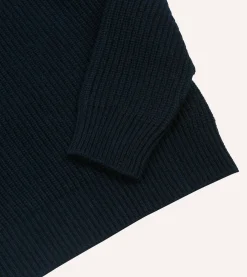 Drake’s Alpaca Lambswool Ribbed Integral Collar Jumper