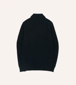Drake’s Alpaca Lambswool Ribbed Integral Collar Jumper