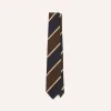 Drake’s Navy And Brown Broad Stripe Mogador Silk Tipped Tie