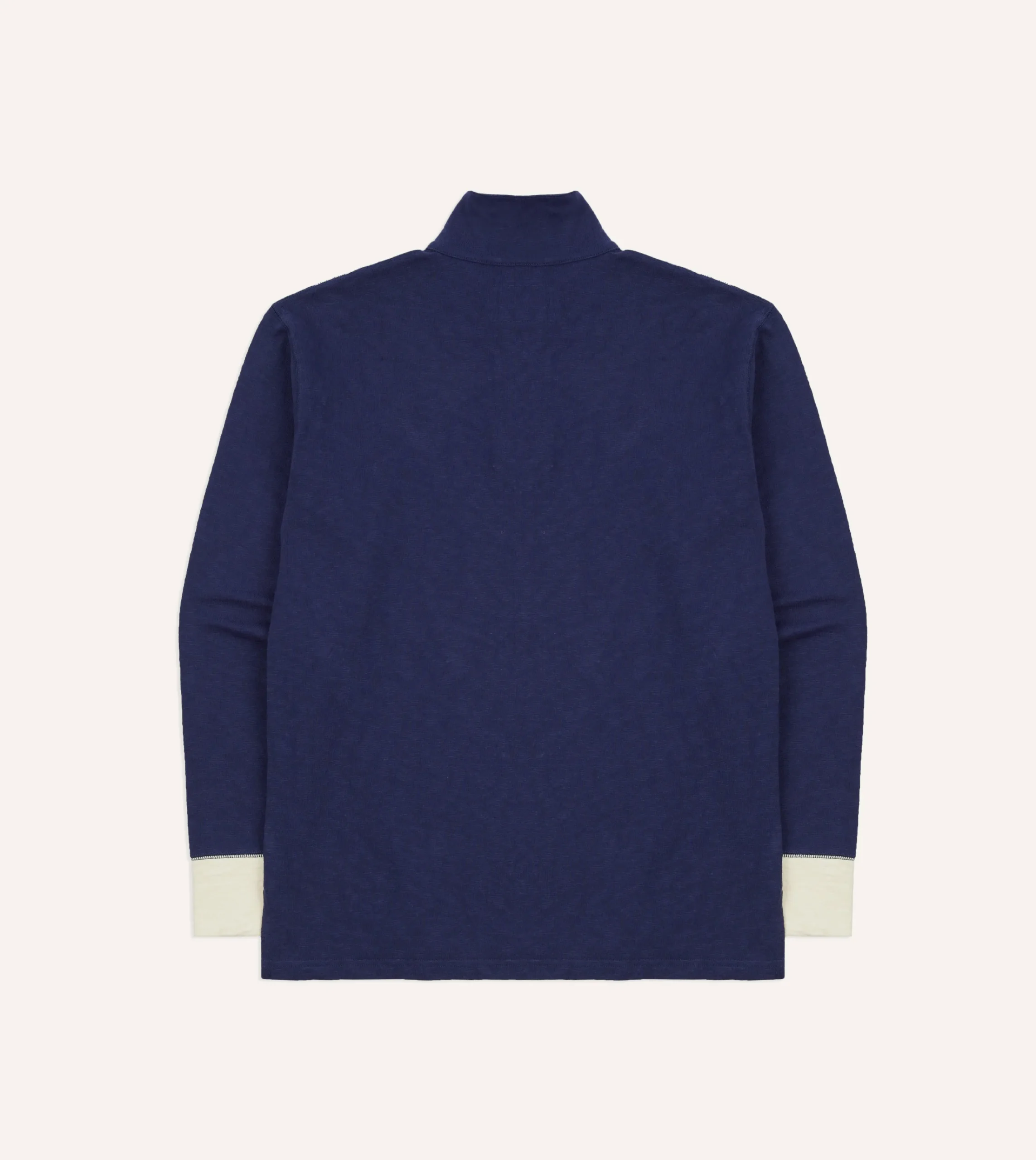 Drake’s Navy And Ecru Chevron Cotton Rugby Shirt