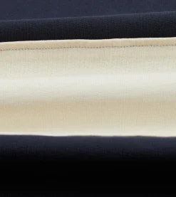 Drake’s Navy And Ecru Panel Stripe Heavy Cotton Crew Neck Hiking T-Shirt
