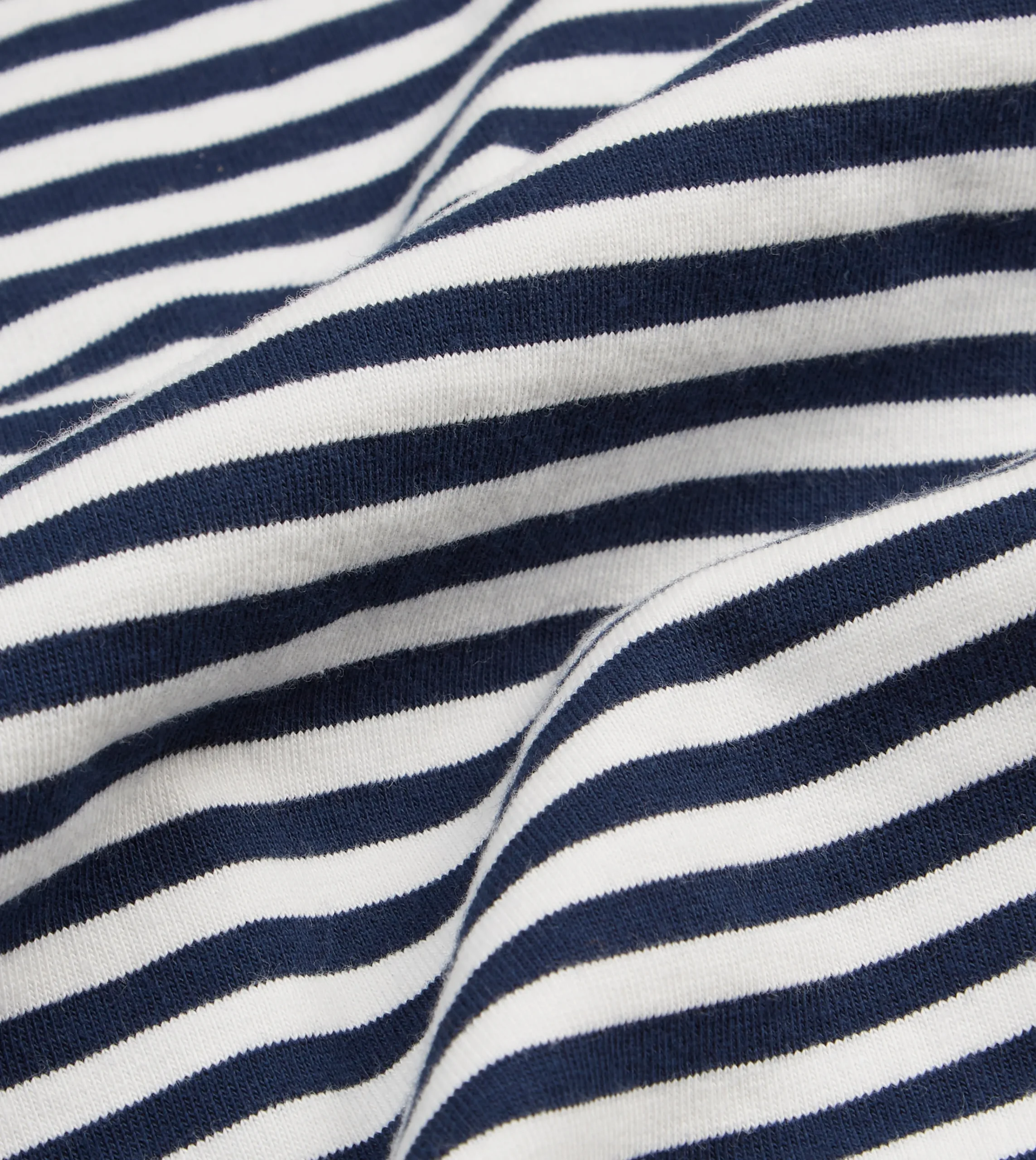 Drake’s Navy And Ecru Stripe Knitted Jersey Cotton Long-Sleeve Polo Shirt