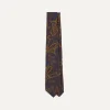 Drake’s Navy And Green Large Paisley Print Madder Silk Self Tipped Tie