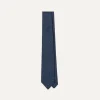 Drake’s Navy And Green Paisley Leaf Print Silk Self-Tipped Tie