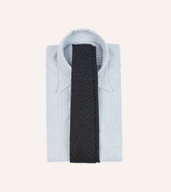 Drake’s Navy And White Stitch Fine Woven Grenadine Silk Tipped Tie