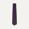 Drake’s Navy And Yellow Dog Print Silk Tie