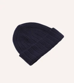 Drake’s Angora Lambswool Ribbed Knit Cap