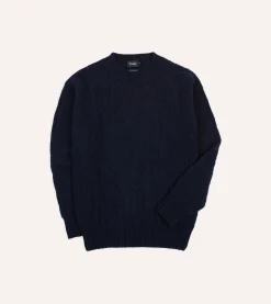 Drake’s Brushed Cable Knit Shetland Crew Neck Jumper