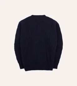 Drake’s Brushed Cable Knit Shetland Crew Neck Jumper