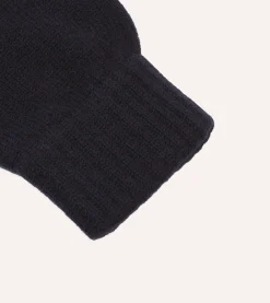 Drake’s Navy Cashmere Knitted Gloves