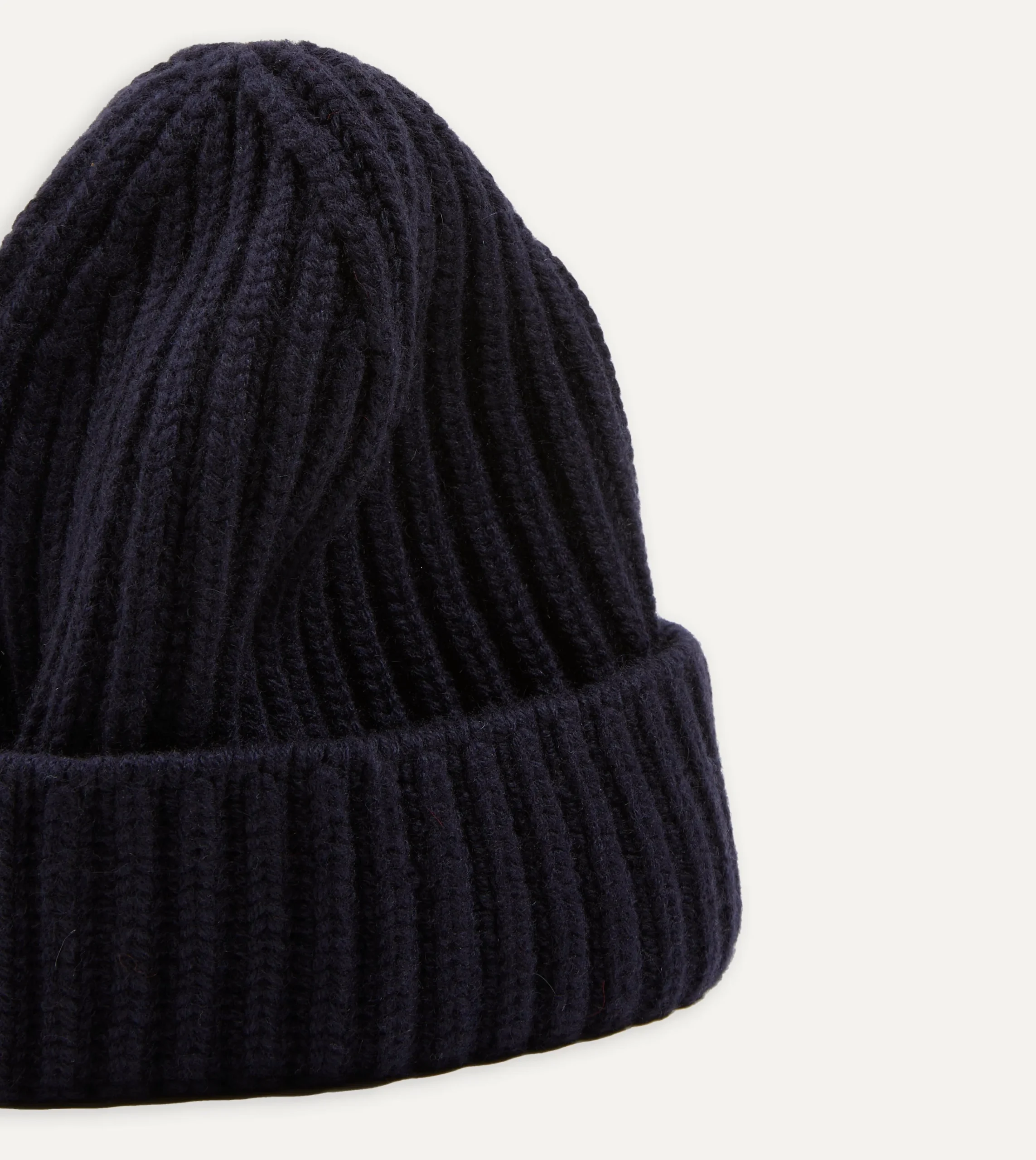 Drake’s Navy Cashmere Ribbed Knit Cap