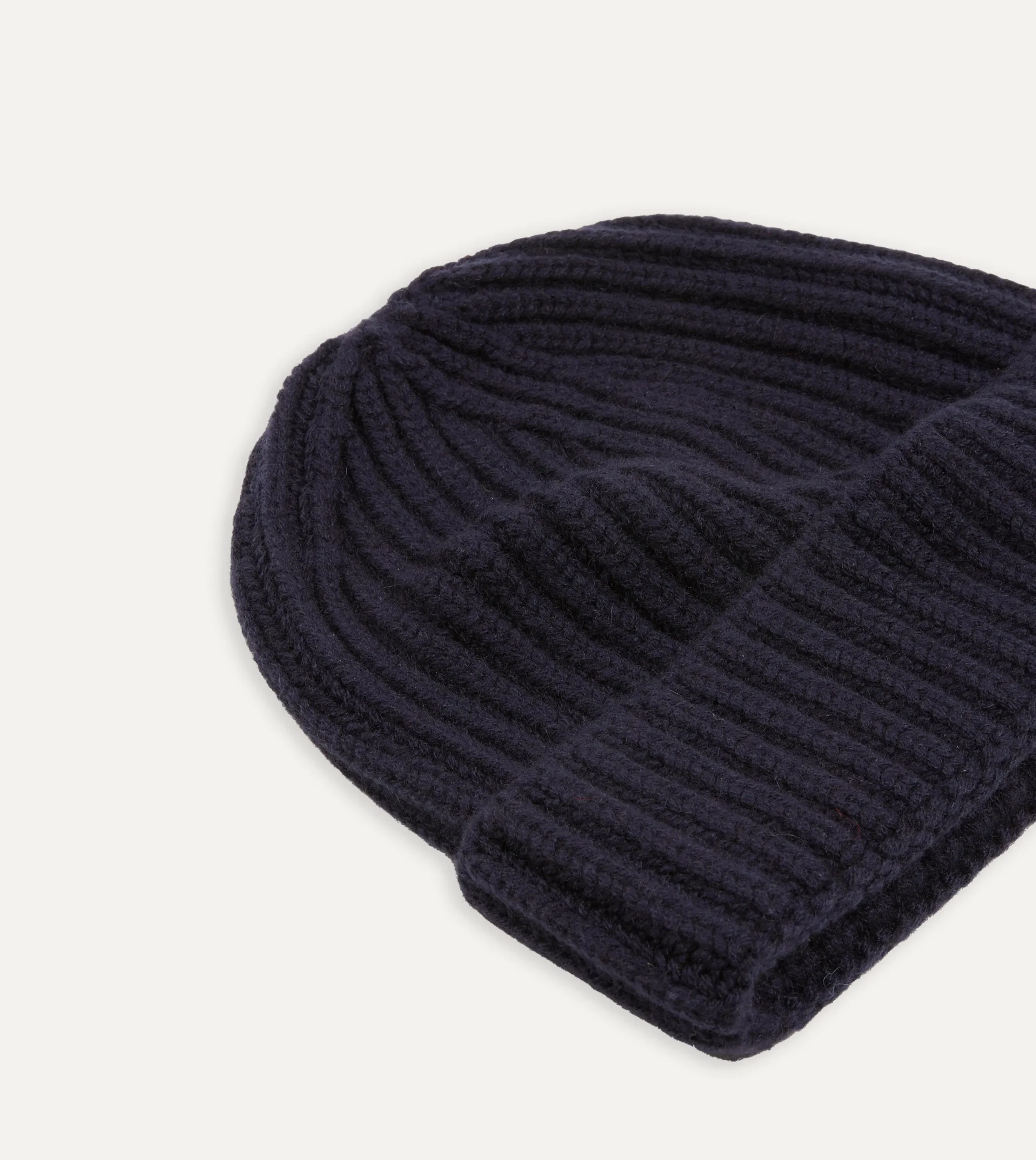 Drake’s Navy Cashmere Ribbed Knit Cap