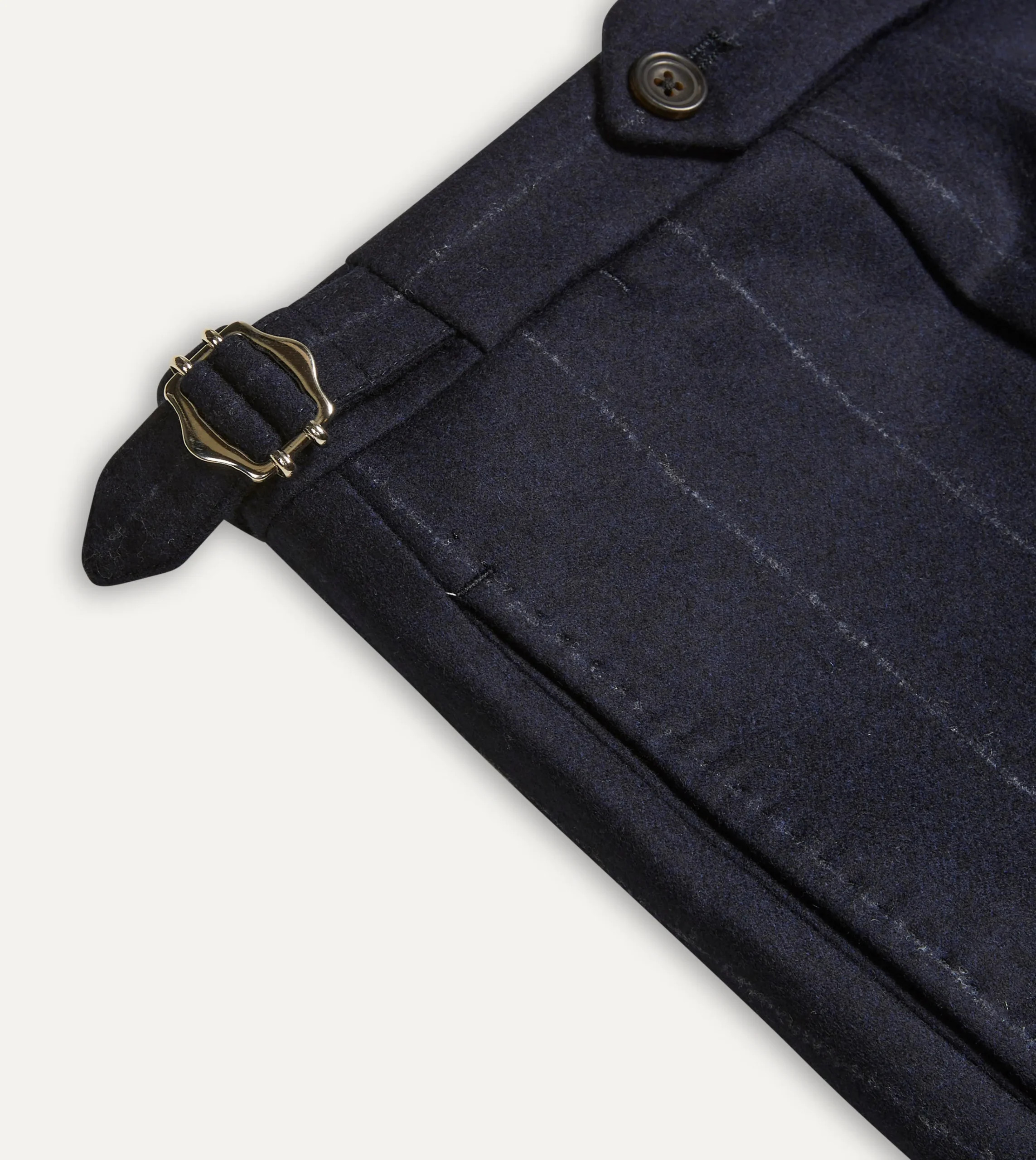 Drake’s Navy Chalkstripe Wool Flannel Single Pleat Trouser