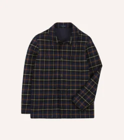 Drake’s Navy Check Wool-Cotton Four-Pocket Chore Jacket