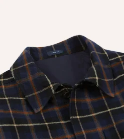 Drake’s Navy Check Wool-Cotton Four-Pocket Chore Jacket
