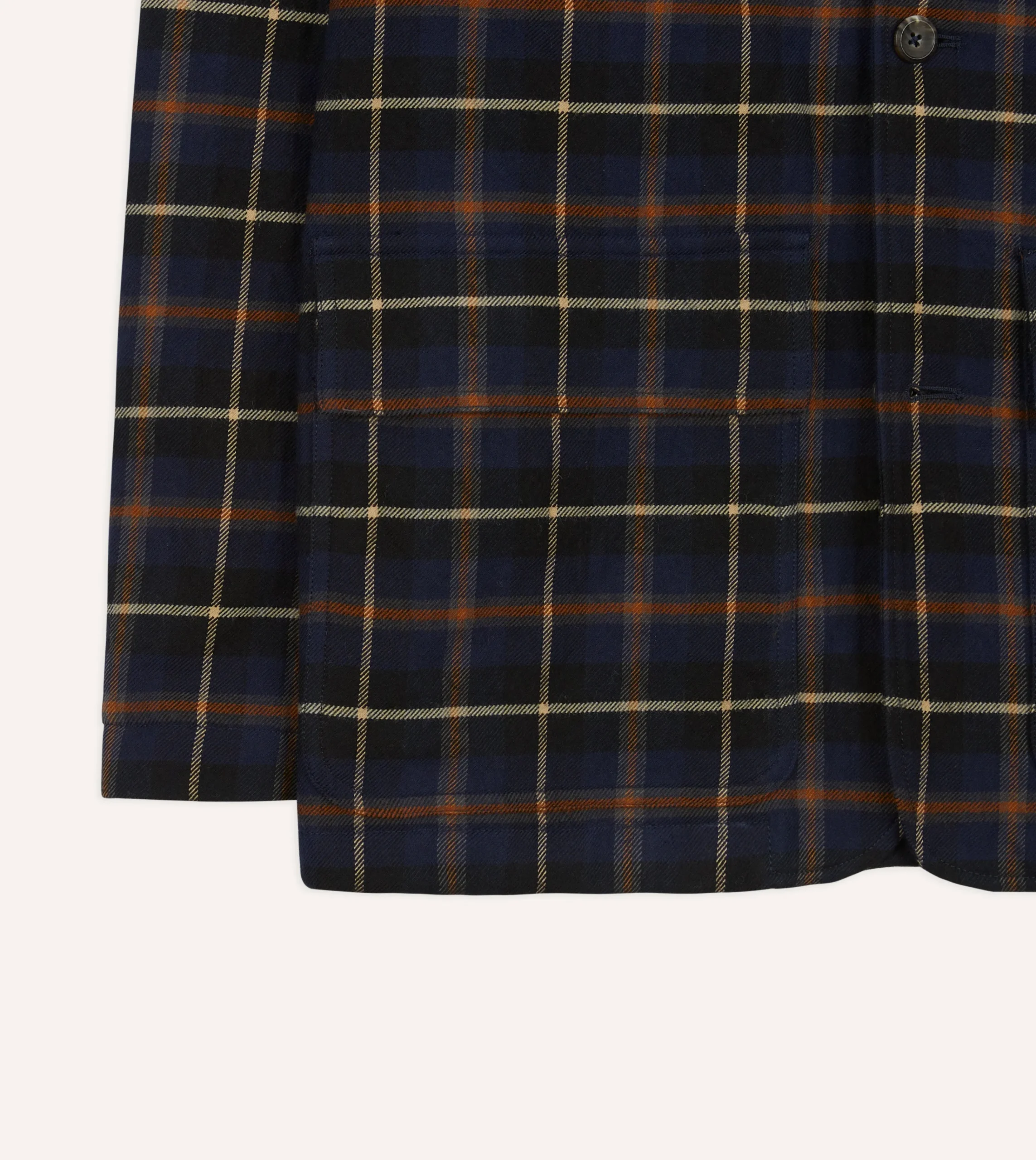 Drake’s Navy Check Wool-Cotton Four-Pocket Chore Jacket