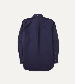 Drake’s Navy Cotton Flannel Button-Down Shirt