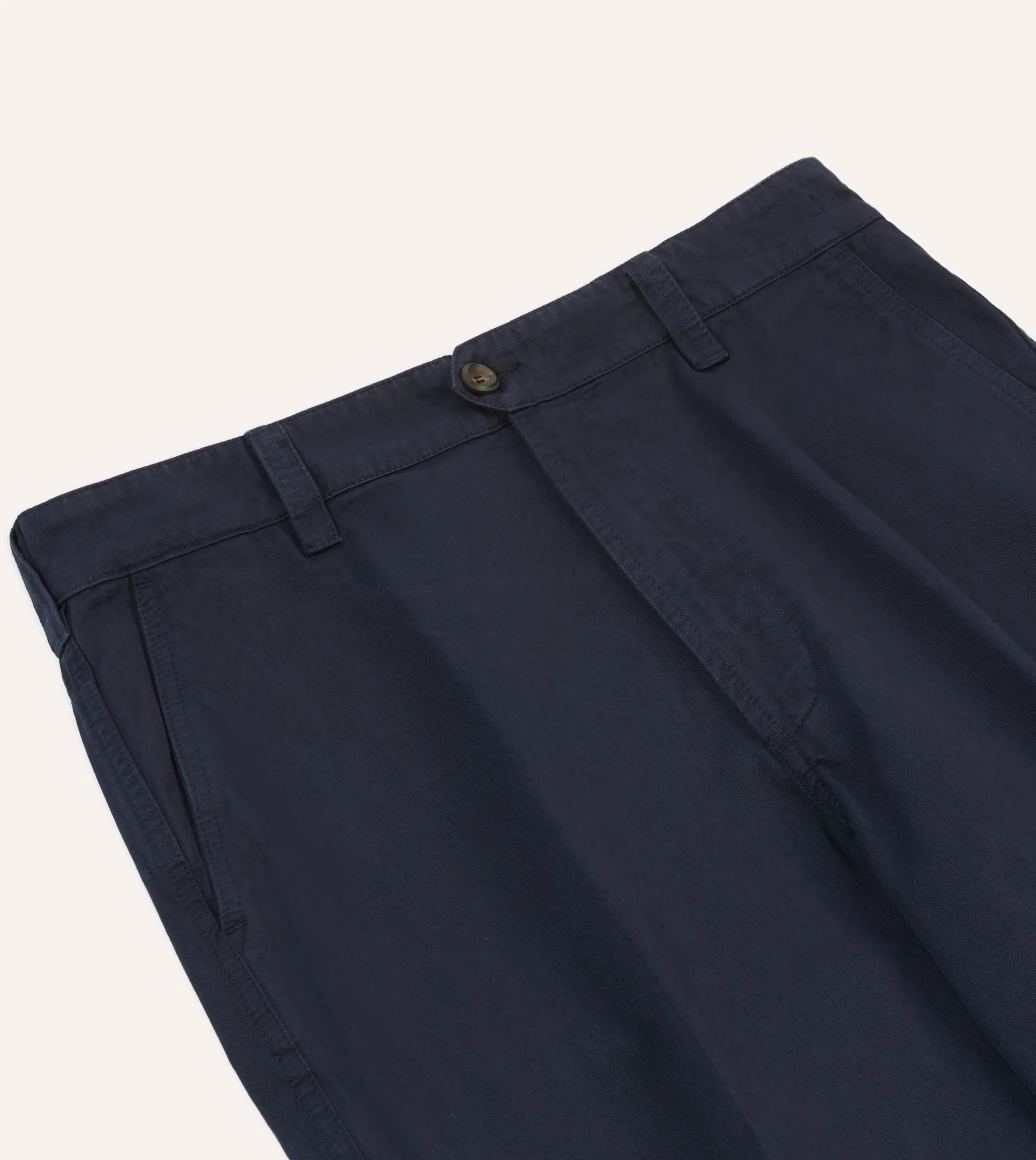 Drake’s Navy Cotton Flat Front Chino