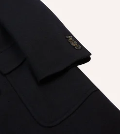 Drake’s Navy Double-Breasted Wool Overcoat