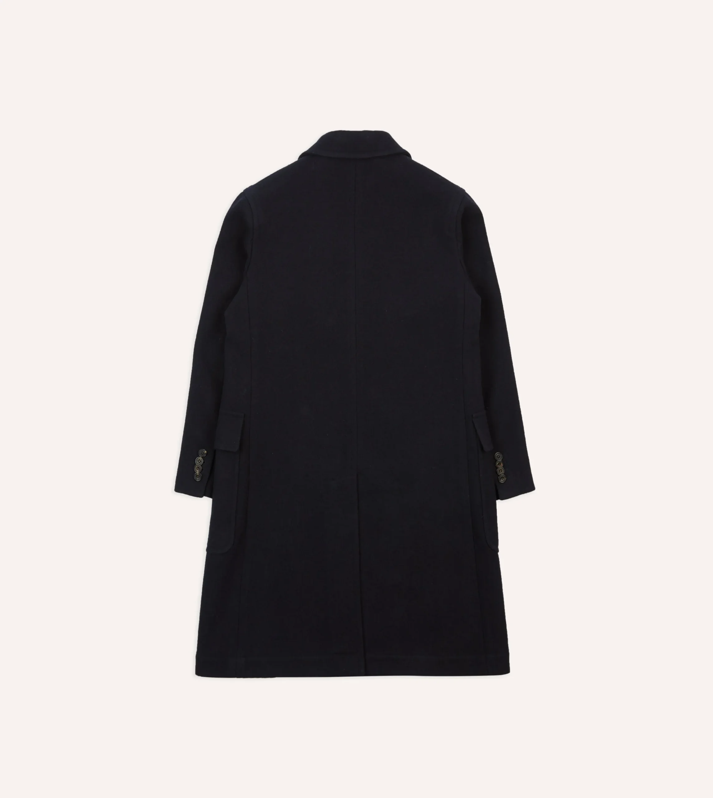 Drake’s Navy Double-Breasted Wool Overcoat