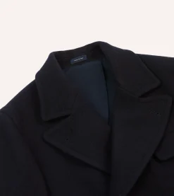 Drake’s Navy Double-Breasted Wool Overcoat