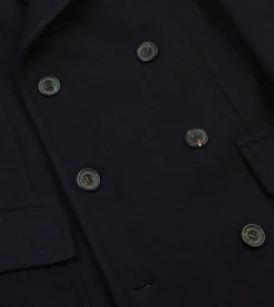 Drake’s Navy Double-Breasted Wool Overcoat