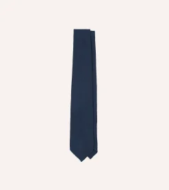 Drake’s Navy Hand Rolled Large Knot Grenadine Tie