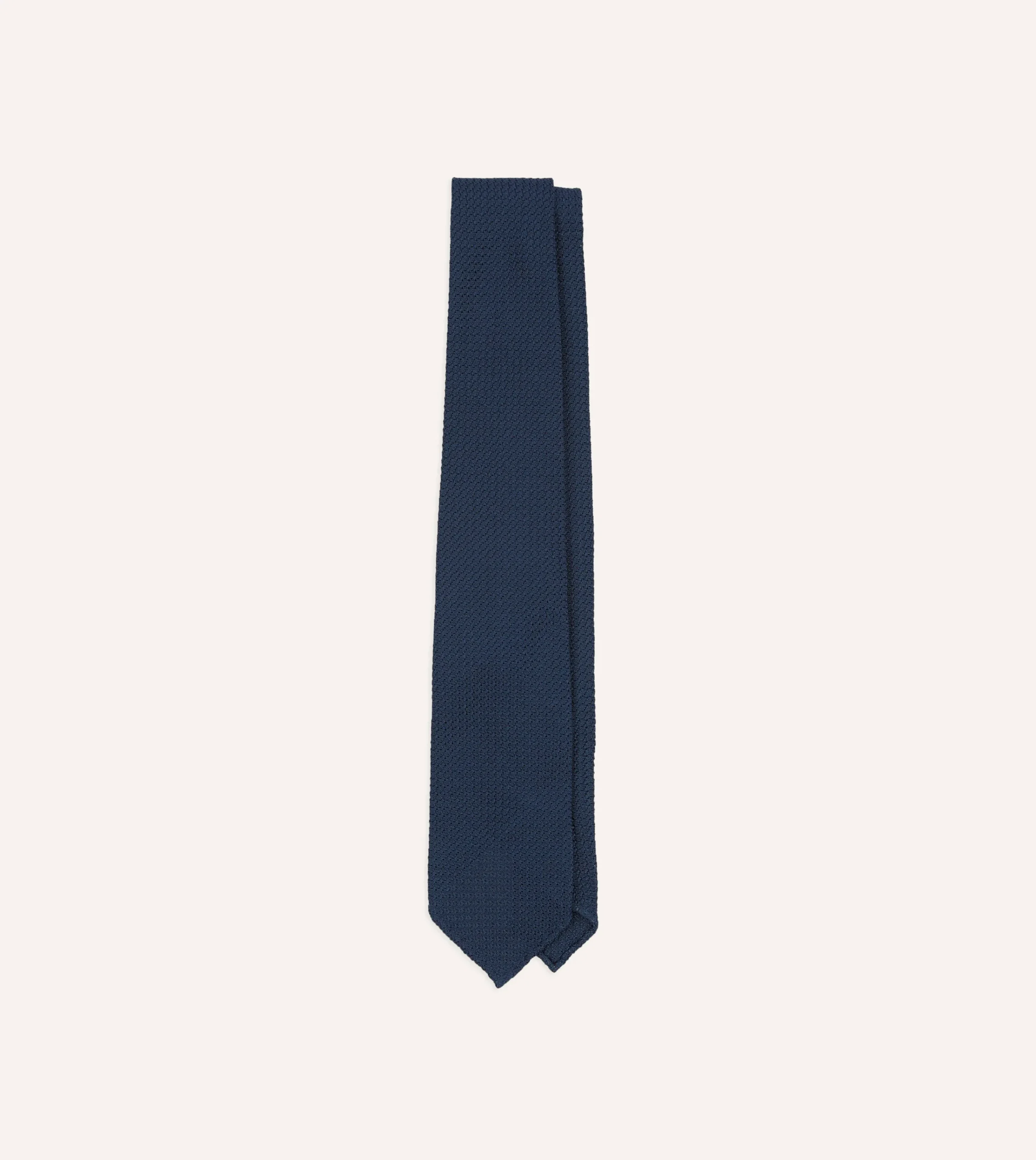 Drake’s Navy Hand Rolled Large Knot Grenadine Tie