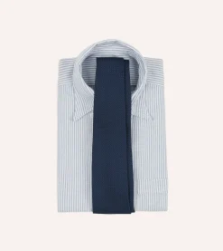 Drake’s Navy Hand Rolled Large Knot Grenadine Tie