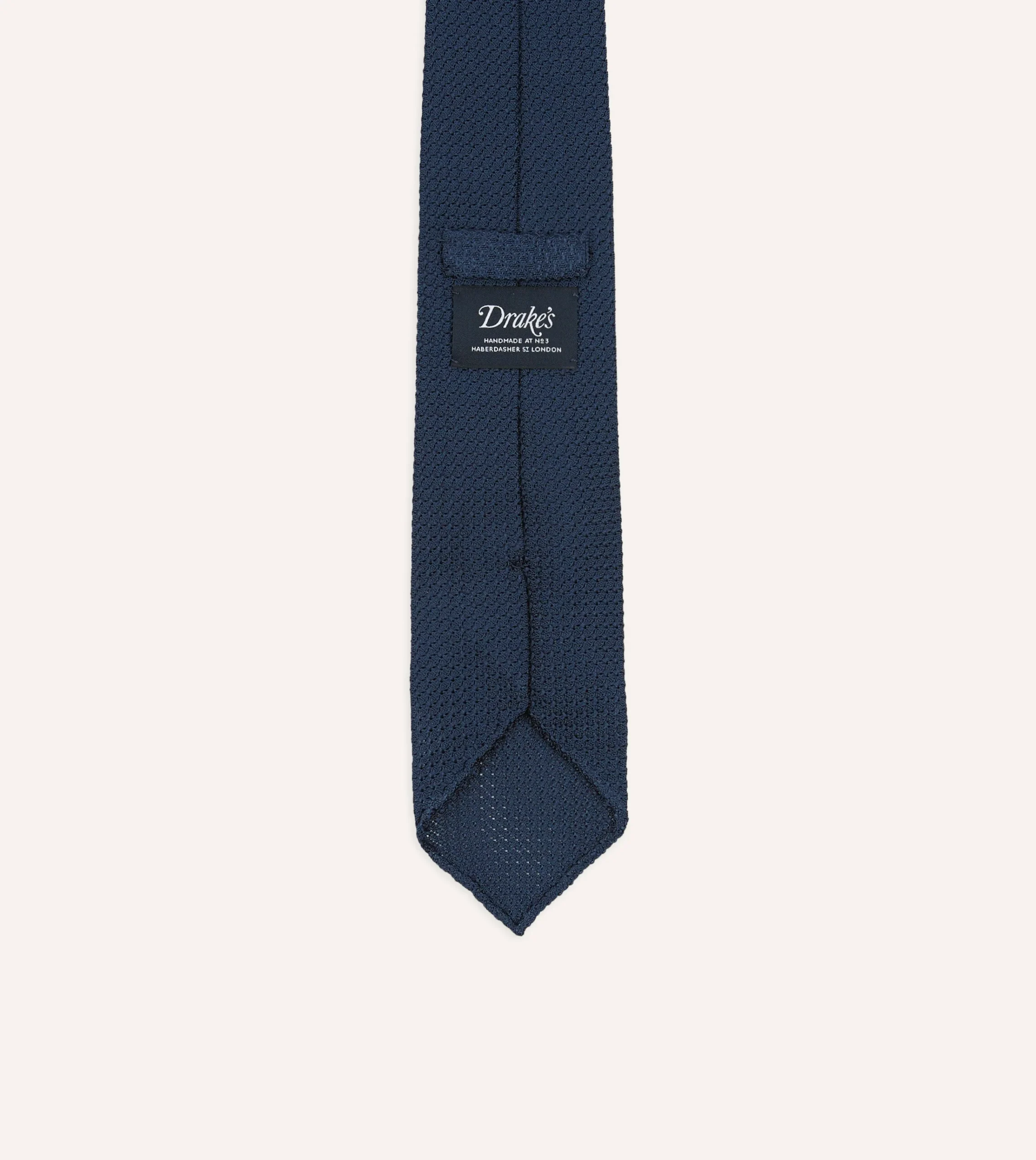 Drake’s Navy Hand Rolled Large Knot Grenadine Tie