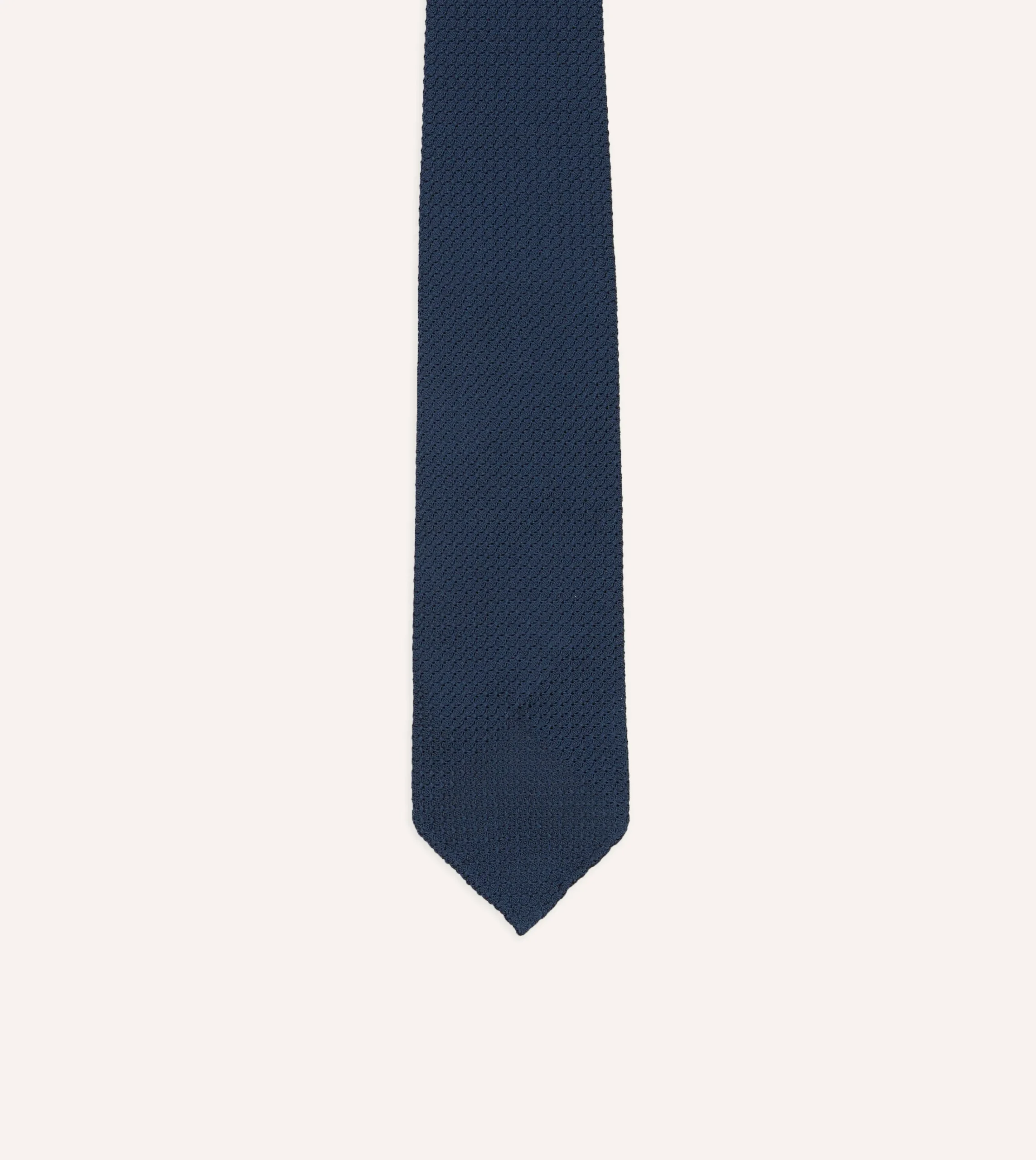 Drake’s Navy Hand Rolled Large Knot Grenadine Tie