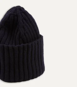 Drake’s Lambswool Ribbed Knit Cap