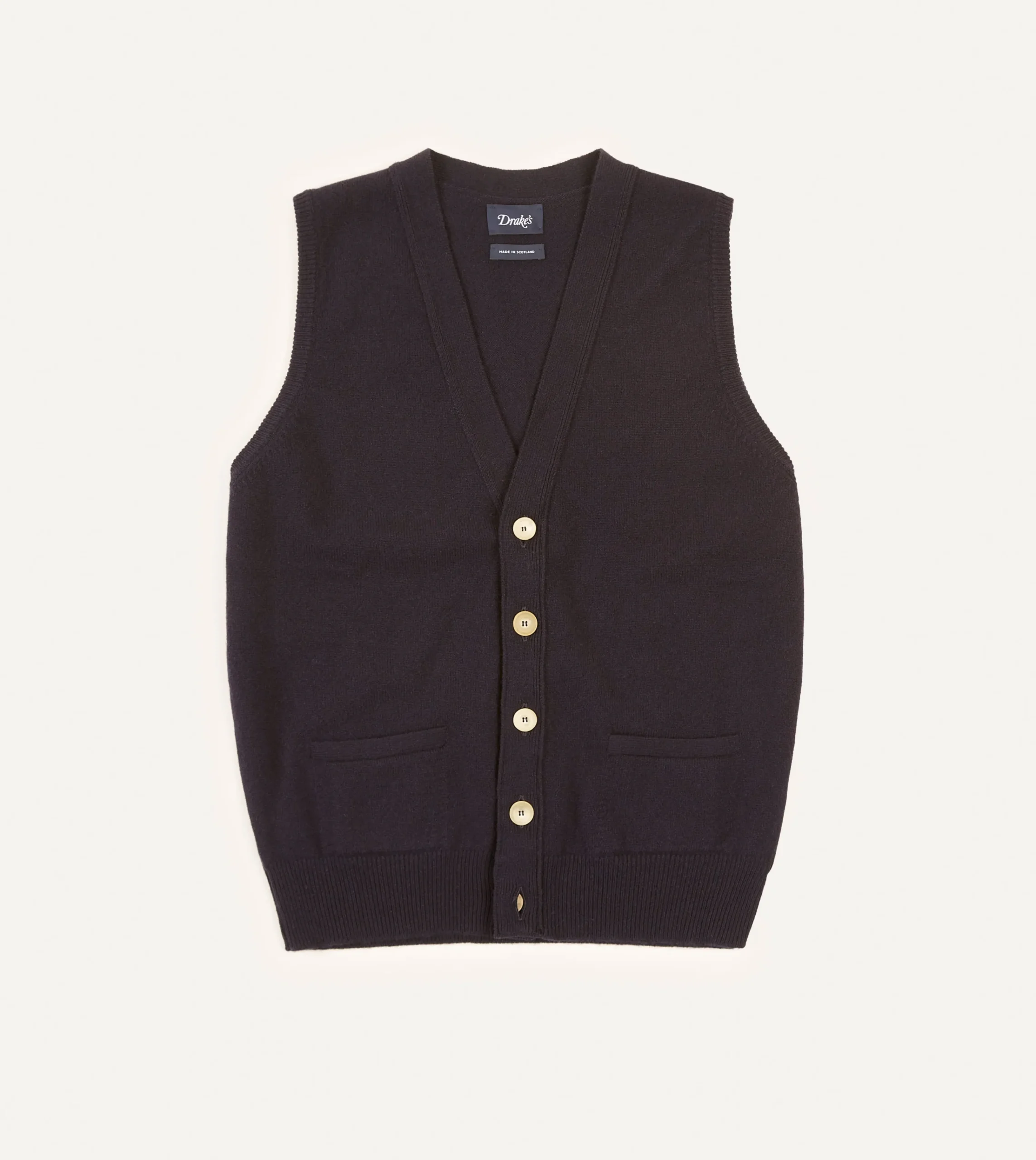 Drake’s Lambswool Sleeveless Cardigan