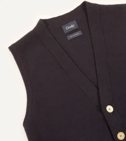 Drake’s Lambswool Sleeveless Cardigan