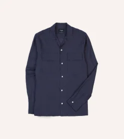Drake’s Linen Camp Collar Long Sleeve Shirt