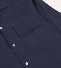 Drake’s Linen Camp Collar Long Sleeve Shirt