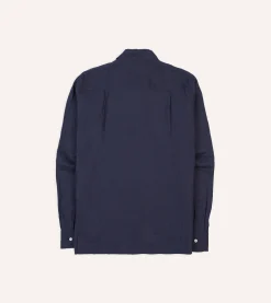 Drake’s Linen Camp Collar Long Sleeve Shirt