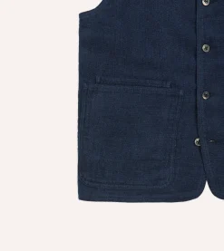 Drake’s Navy Linen Utility Vest