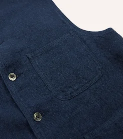 Drake’s Navy Linen Utility Vest