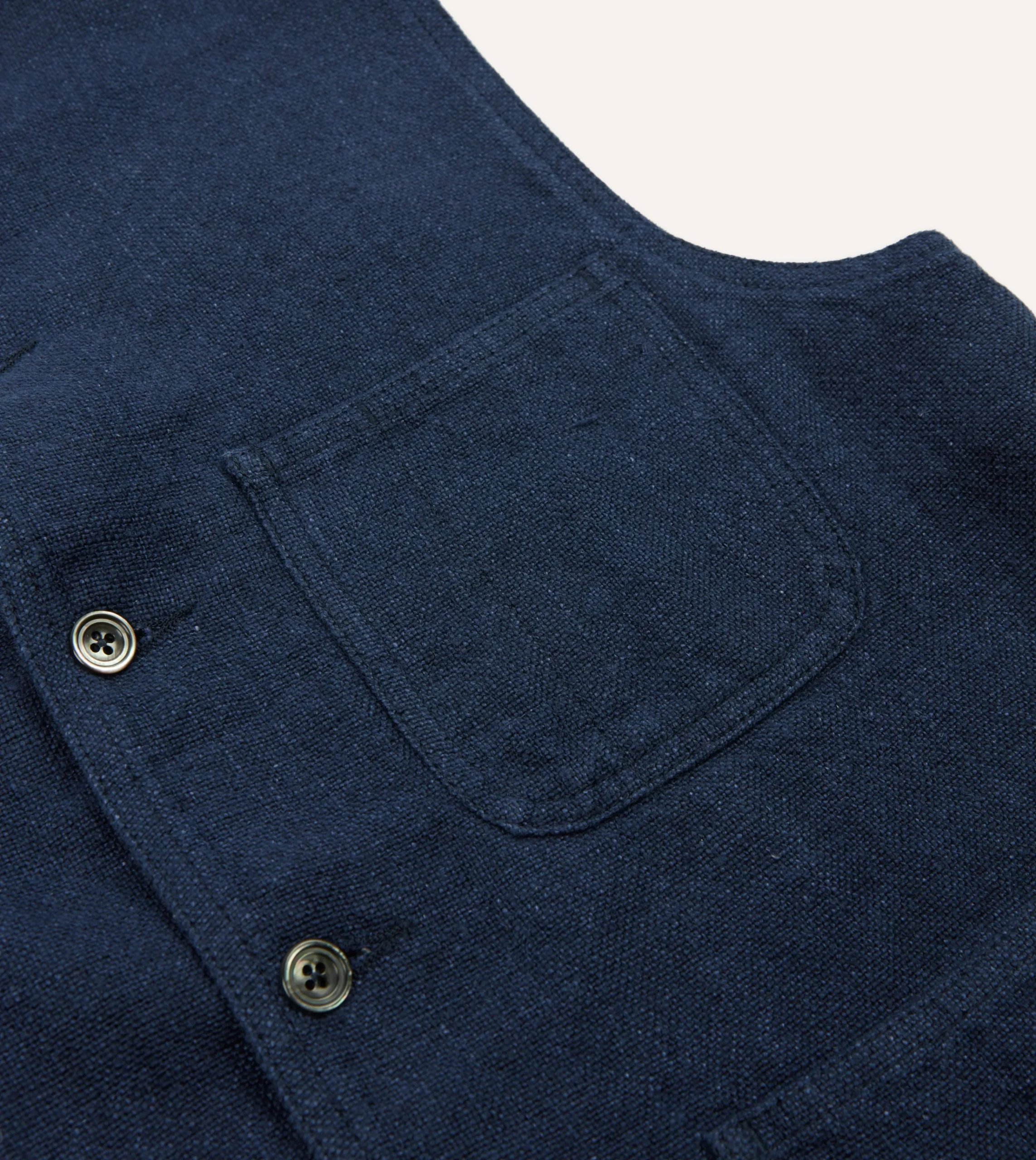 Drake’s Navy Linen Utility Vest